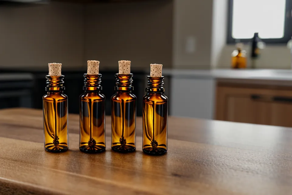 Mains manipulant un flacon d'huile essentielle pendant un cours en ligne pour débuter en aromathérapie en sécurité
