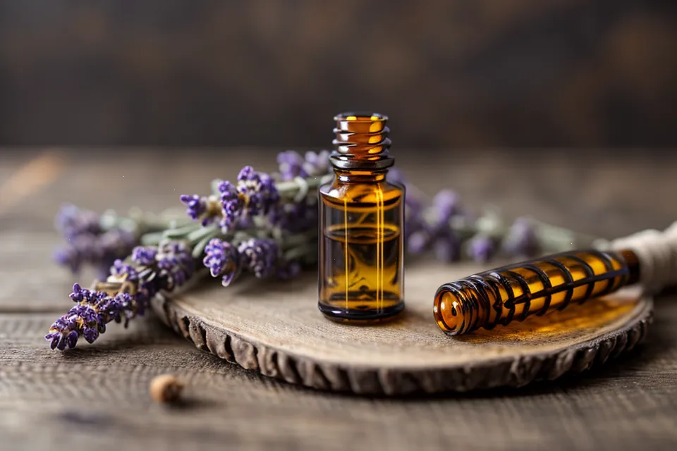 Étiquette d'un flacon d'huile essentielle mettant en avant le nom latin, un repère clé enseigné en formation d'aromathérapie