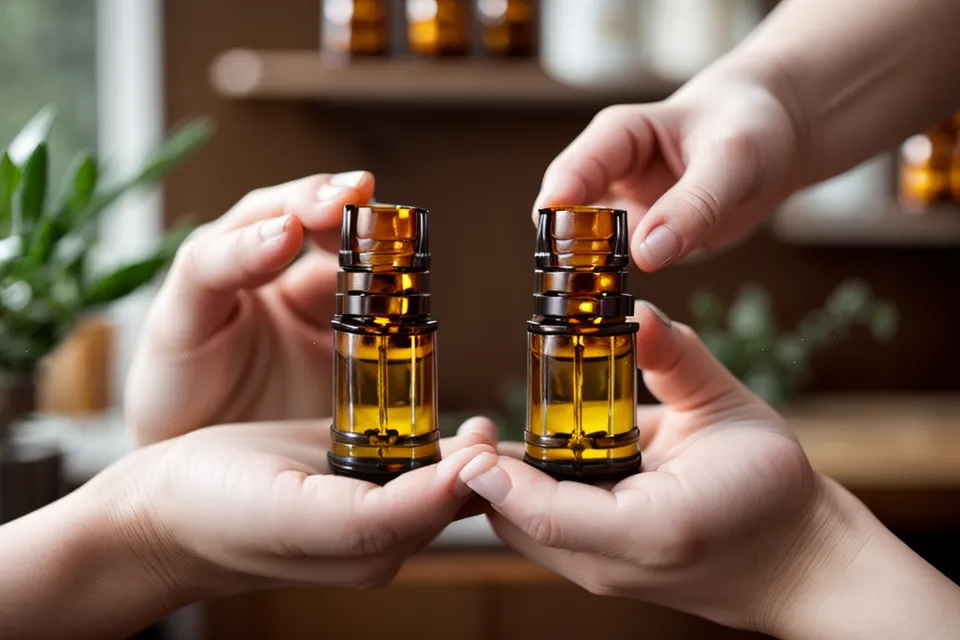 Deux flacons d'Eucalyptus aux étiquettes différentes, comparés pour repérer les pièges classiques en aromathérapie