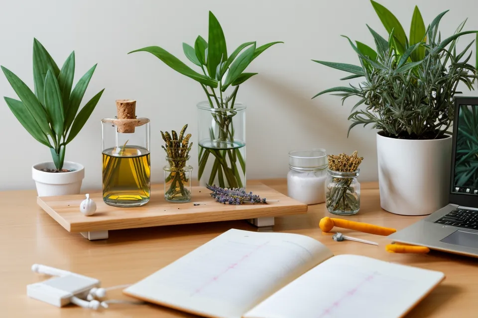 Écran d'ordinateur affichant un cours d'aromathérapie avec des documents de formation