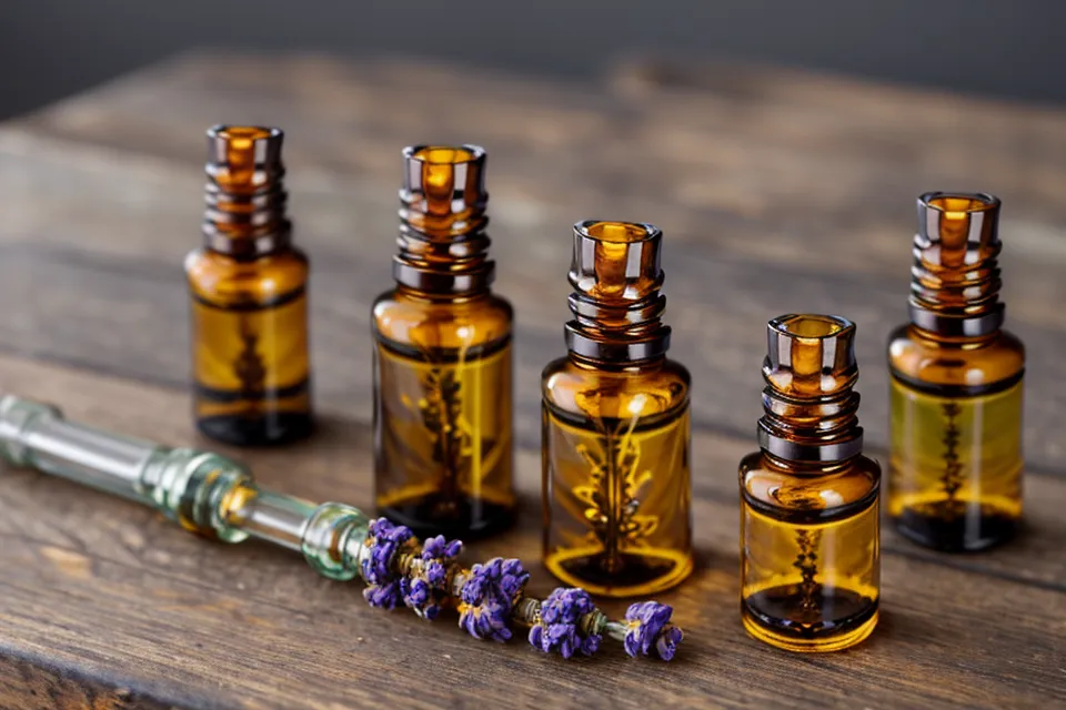 Goutte d'huile essentielle tombant d'un compte-gouttes en verre, illustrant la précision de dosage attendue d'une formation en aromathérapie sérieuse