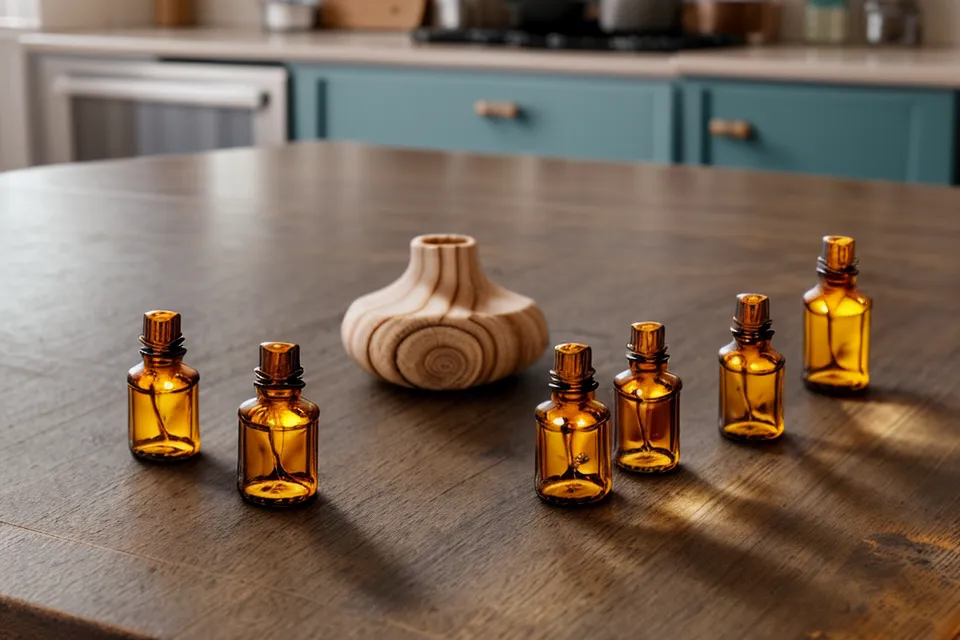 Étiquetage manuel d'un flacon d'aromathérapie avec une pipette à côté