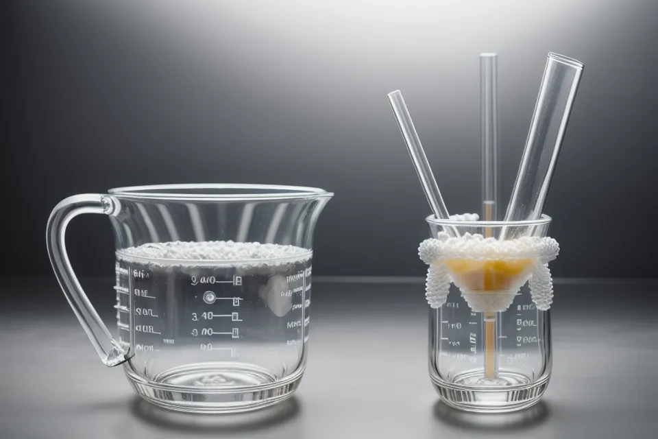 Préparation d'un mélange d'huiles essentielles avec une pipette et un bécher en verre